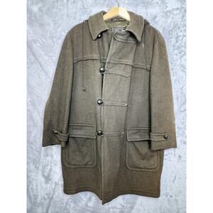 Vintage Lodenfrey Loden Coat Mens 38 Green Wool Hooded Overcoat Germany Outdoor